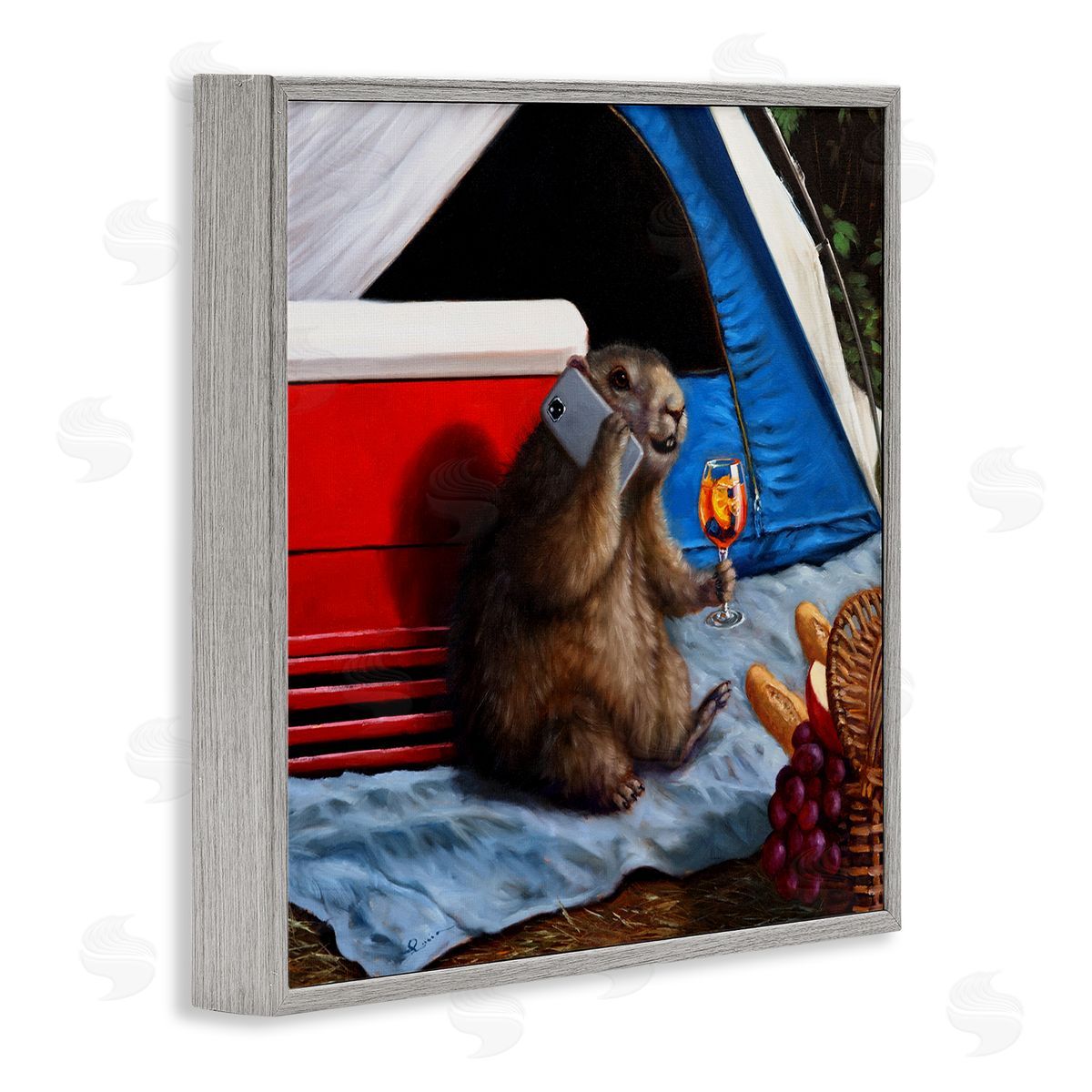 Lucia Heffernan Camping Tent Muskrat Picnic  Gray Framed Glicee Wall Art Print