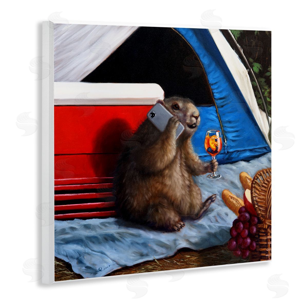 Lucia Heffernan Camping Tent Muskrat Picnic  Wooden Wall Plaque Art Print