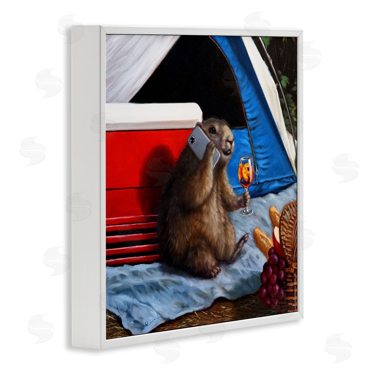 Lucia Heffernan Camping Tent Muskrat Picnic  White Framed Glicee Wall Art Print