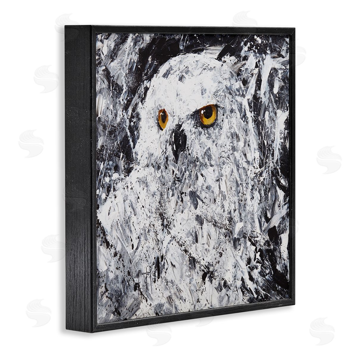 Joseph Marshal Foster Modern Snowy Owl Portrait Black Framed Glicee Wall Art Print