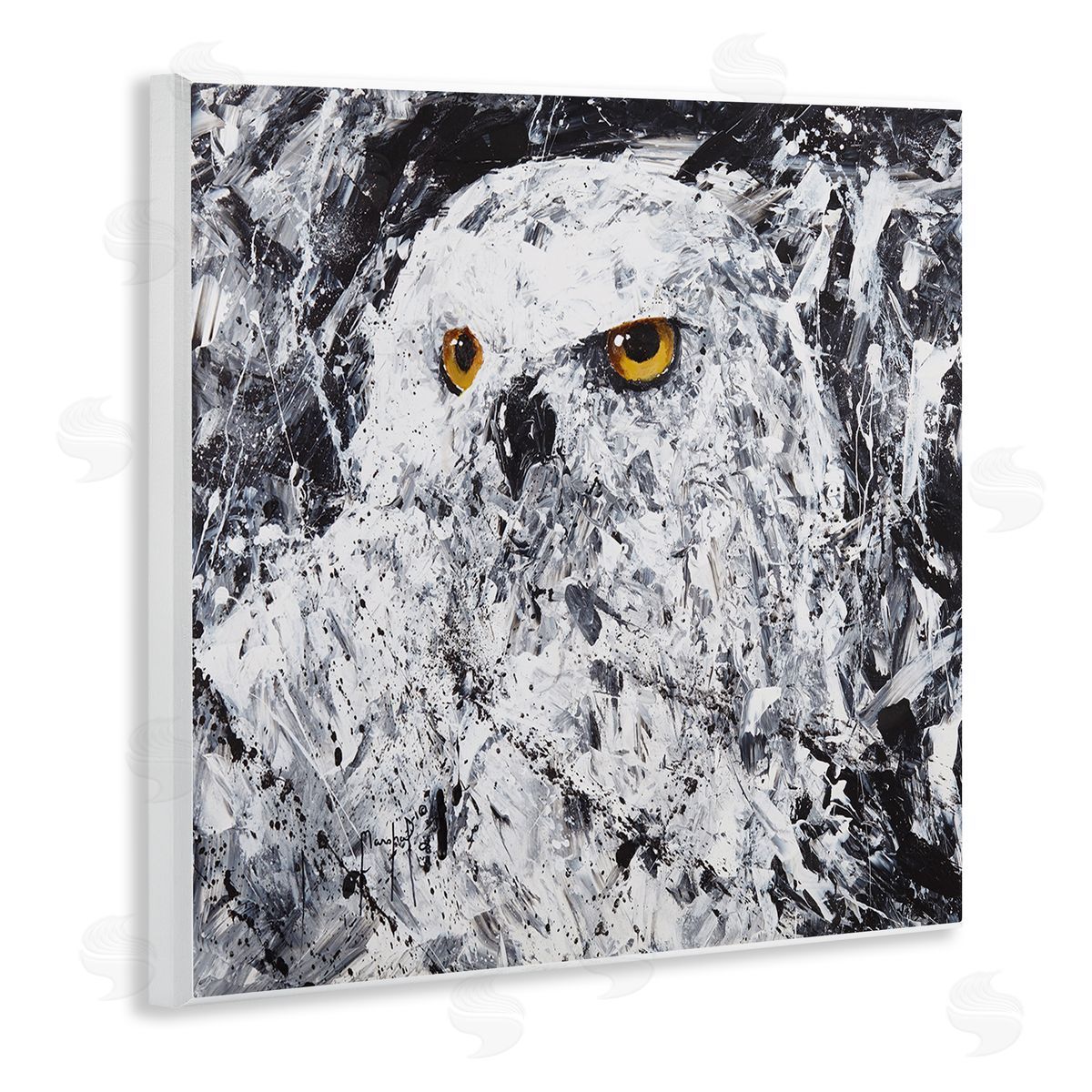 Joseph Marshal Foster Modern Snowy Owl Portrait Wooden Wall Plaque Art Print