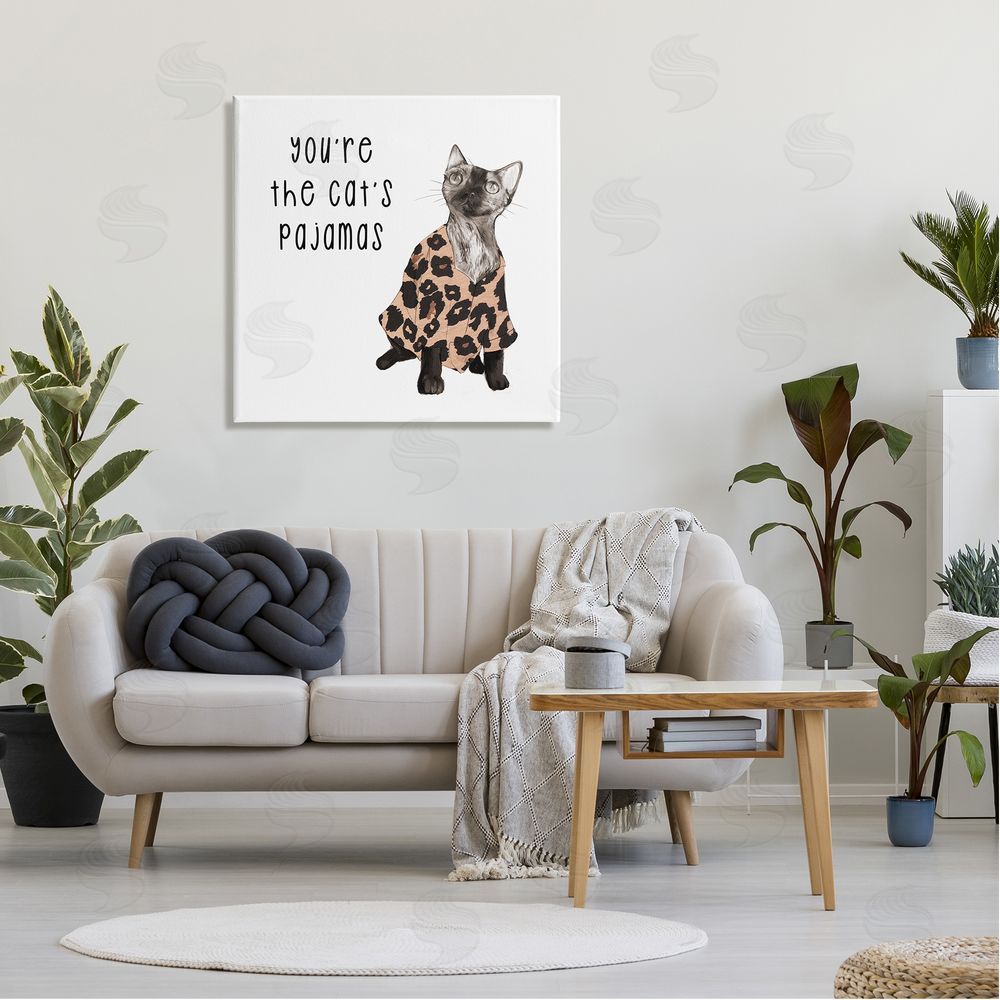 Stupell Studio The Cat's Pajamas Humor Canvas Wall Art in Room