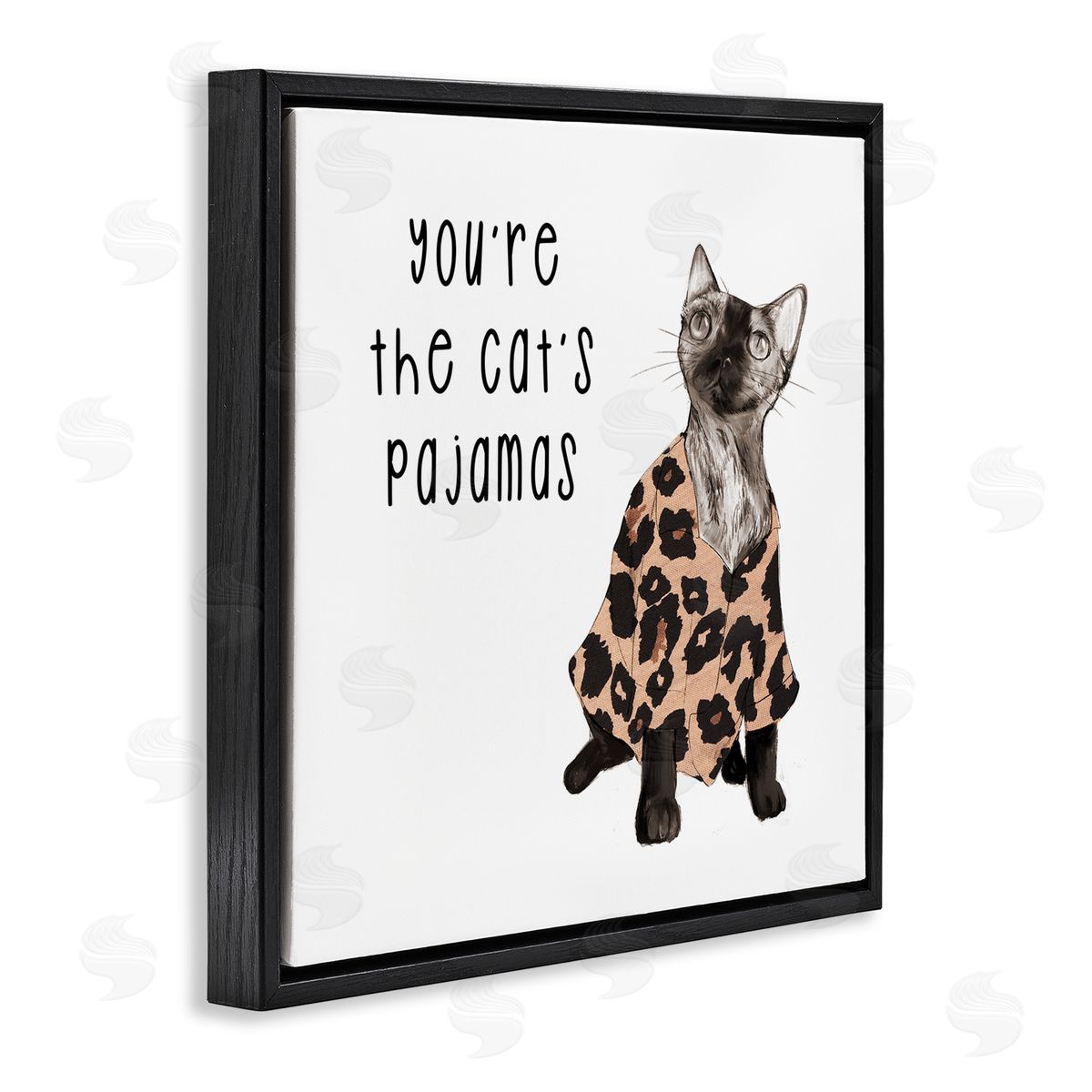 Stupell Studio The Cat's Pajamas Humor Black Floating Frame Canvas Wall Art Print