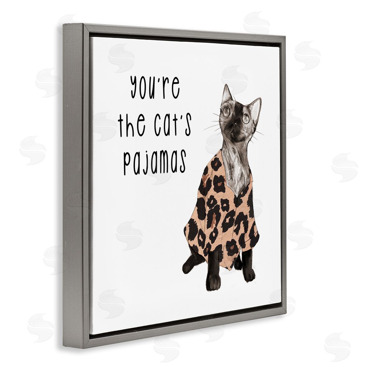 Stupell Studio The Cat's Pajamas Humor Gray Floating Frame Canvas Wall Art Print