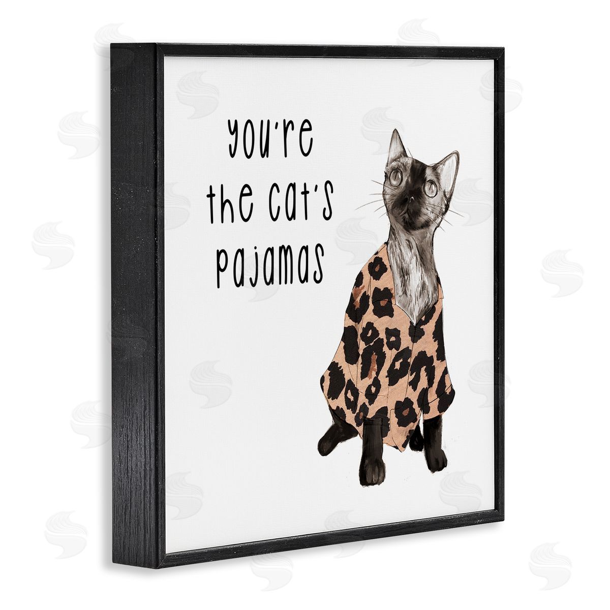 Stupell Studio The Cat's Pajamas Humor Black Framed Glicee Wall Art Print