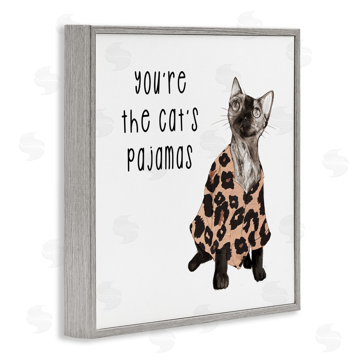 Stupell Studio The Cat's Pajamas Humor Gray Framed Glicee Wall Art Print