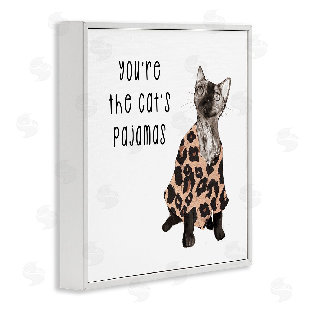Stupell Studio The Cat's Pajamas Humor White Framed Glicee Wall Art Print