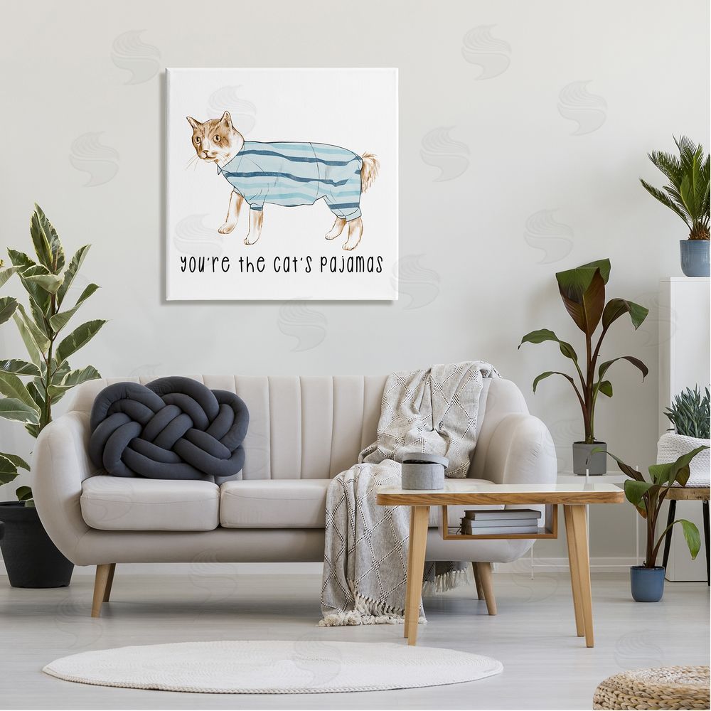 Stupell Studio The Cat's Pajamas Phrase Canvas Wall Art in Room
