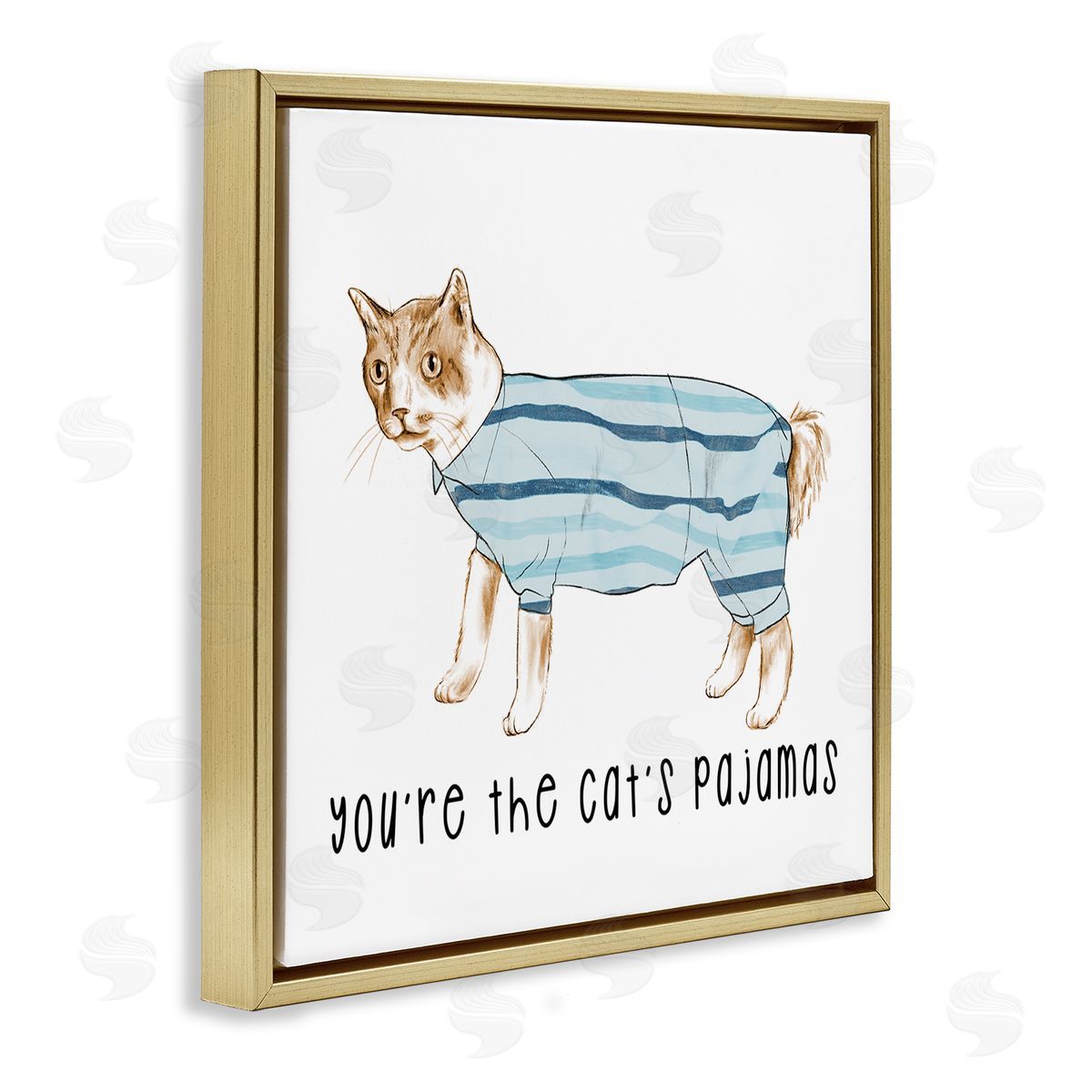 Stupell Studio The Cat's Pajamas Phrase Gold Floating Frame Canvas Wall Art Print