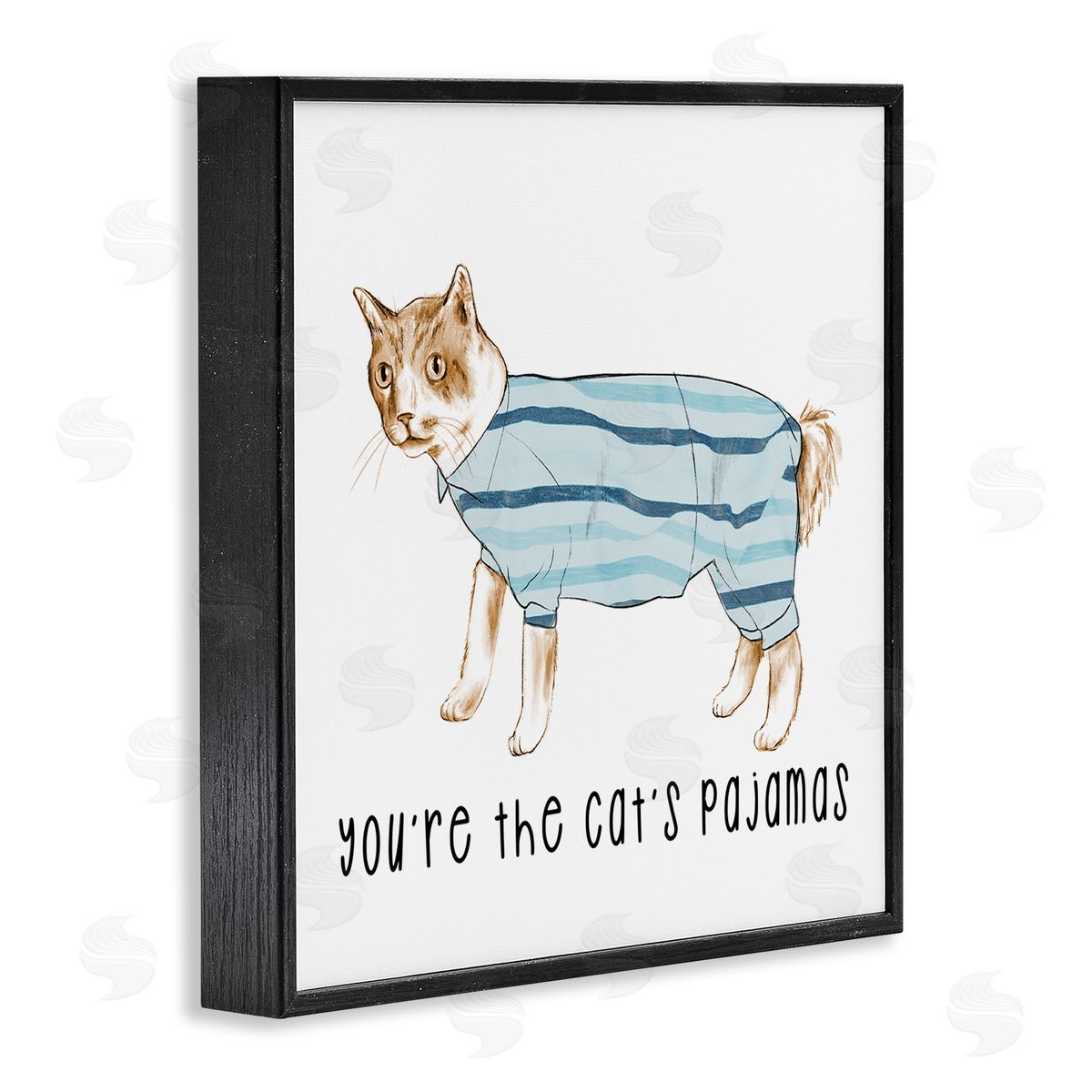 Stupell Studio The Cat's Pajamas Phrase Black Framed Glicee Wall Art Print