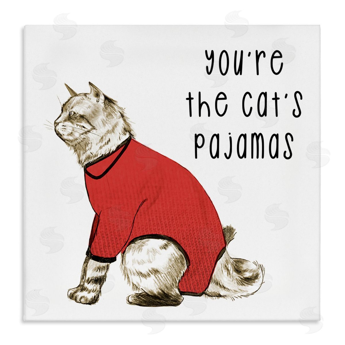 Stupell Studio The Cat's Pajamas Funny Pet Stretched Canvas Wall Art Print