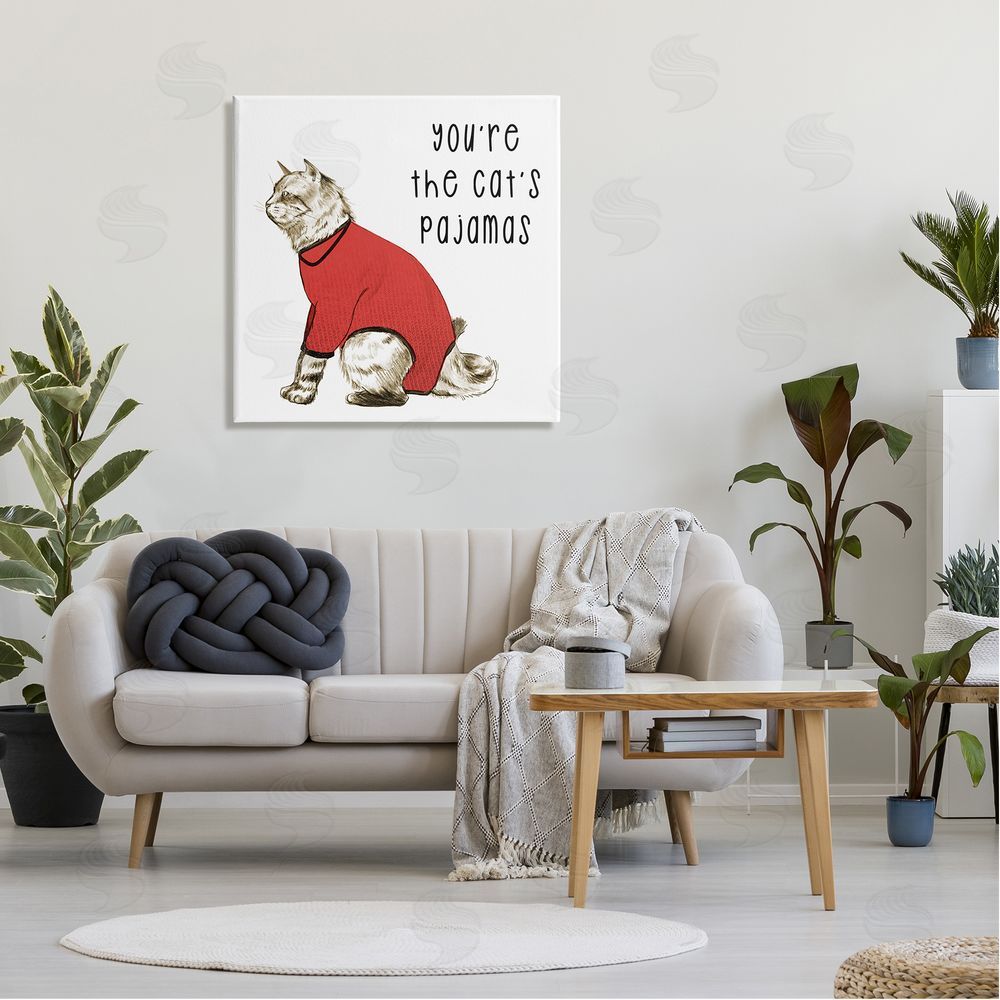 Stupell Studio The Cat's Pajamas Funny Pet Canvas Wall Art in Room