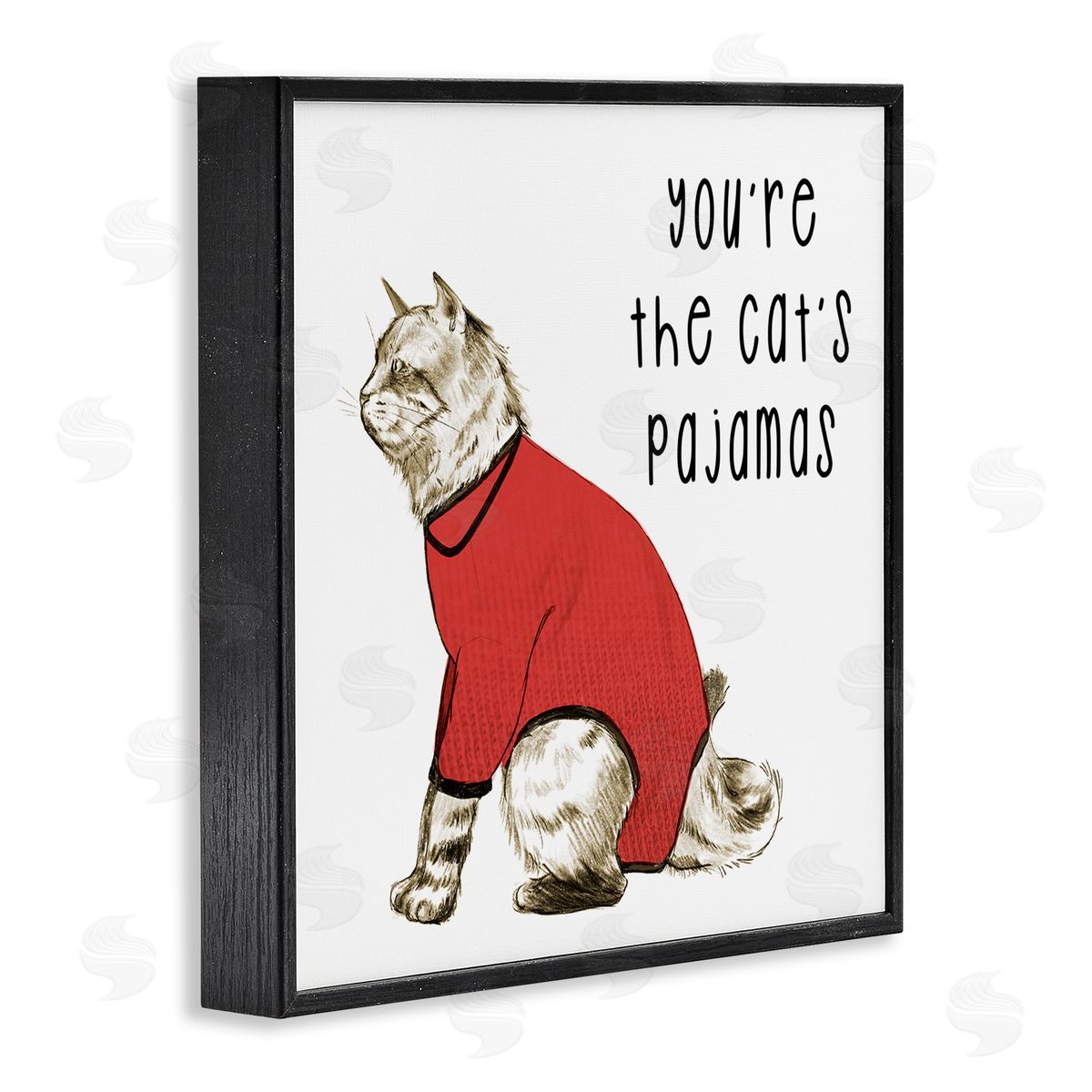 Stupell Studio The Cat's Pajamas Funny Pet Black Framed Glicee Wall Art Print
