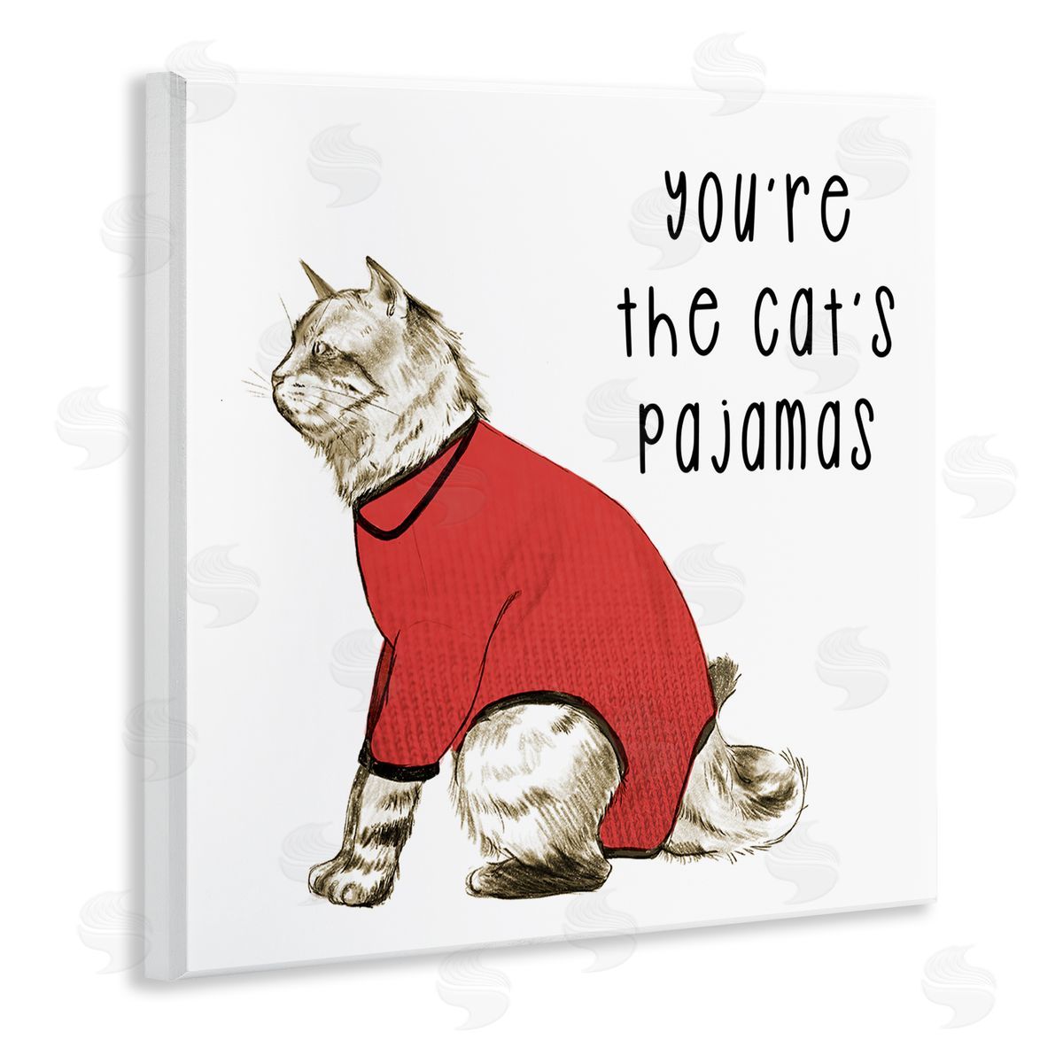 Stupell Studio The Cat's Pajamas Funny Pet Wooden Wall Plaque Art Print