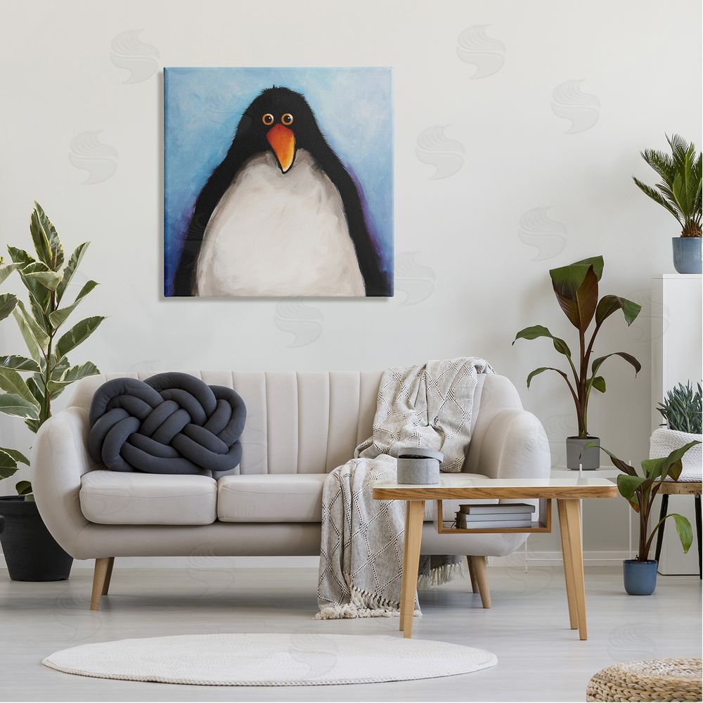 Lucia Stewart Gazing Penguin Portrait Canvas Wall Art in Room