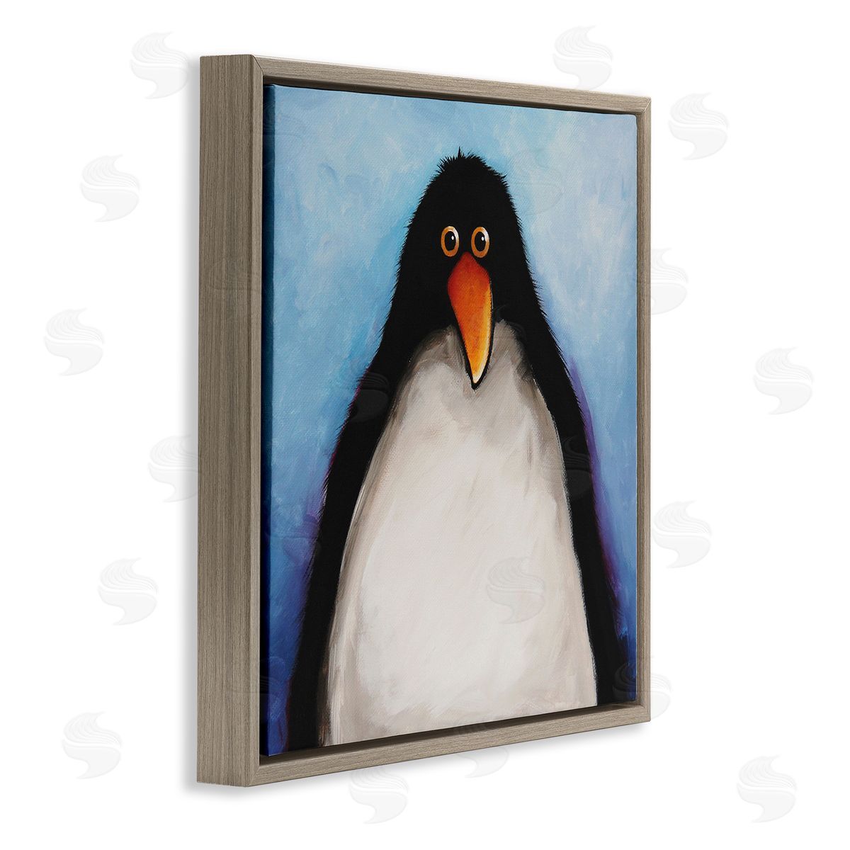 Lucia Stewart Gazing Penguin Portrait Brown Floating Frame Canvas Wall Art Print