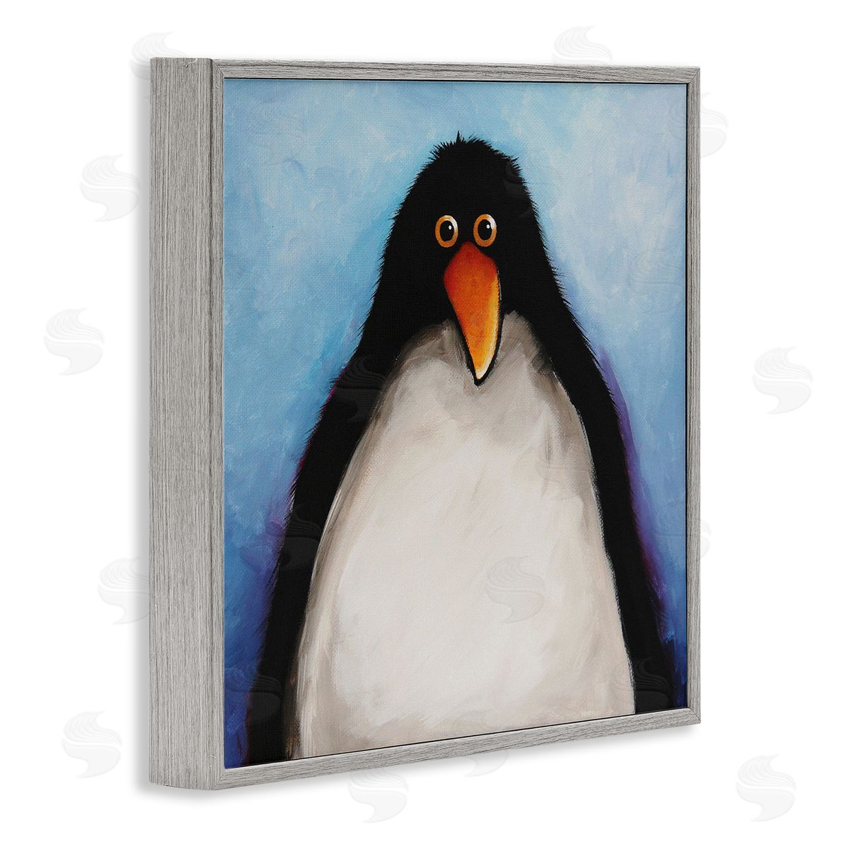 Lucia Stewart Gazing Penguin Portrait Gray Framed Glicee Wall Art Print