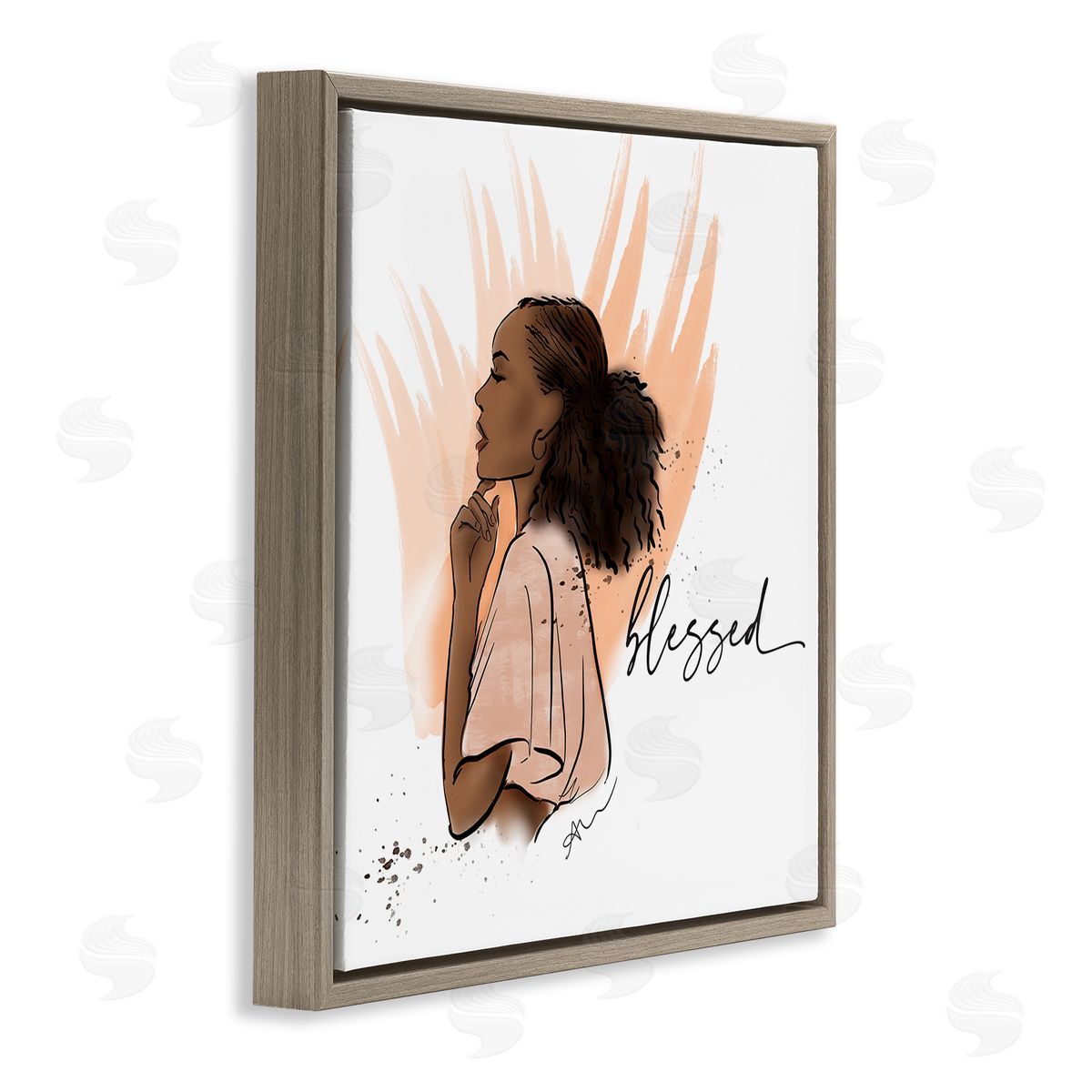 Alison Petrie Blessed Woman Portrait Brown Floating Frame Canvas Wall Art Print