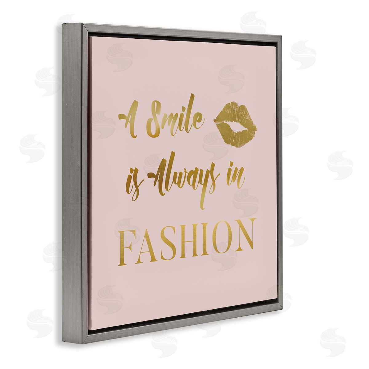 Carol Robinson Smile Always In Fashion Glam Gray Floating Frame Canvas Wall Art Print