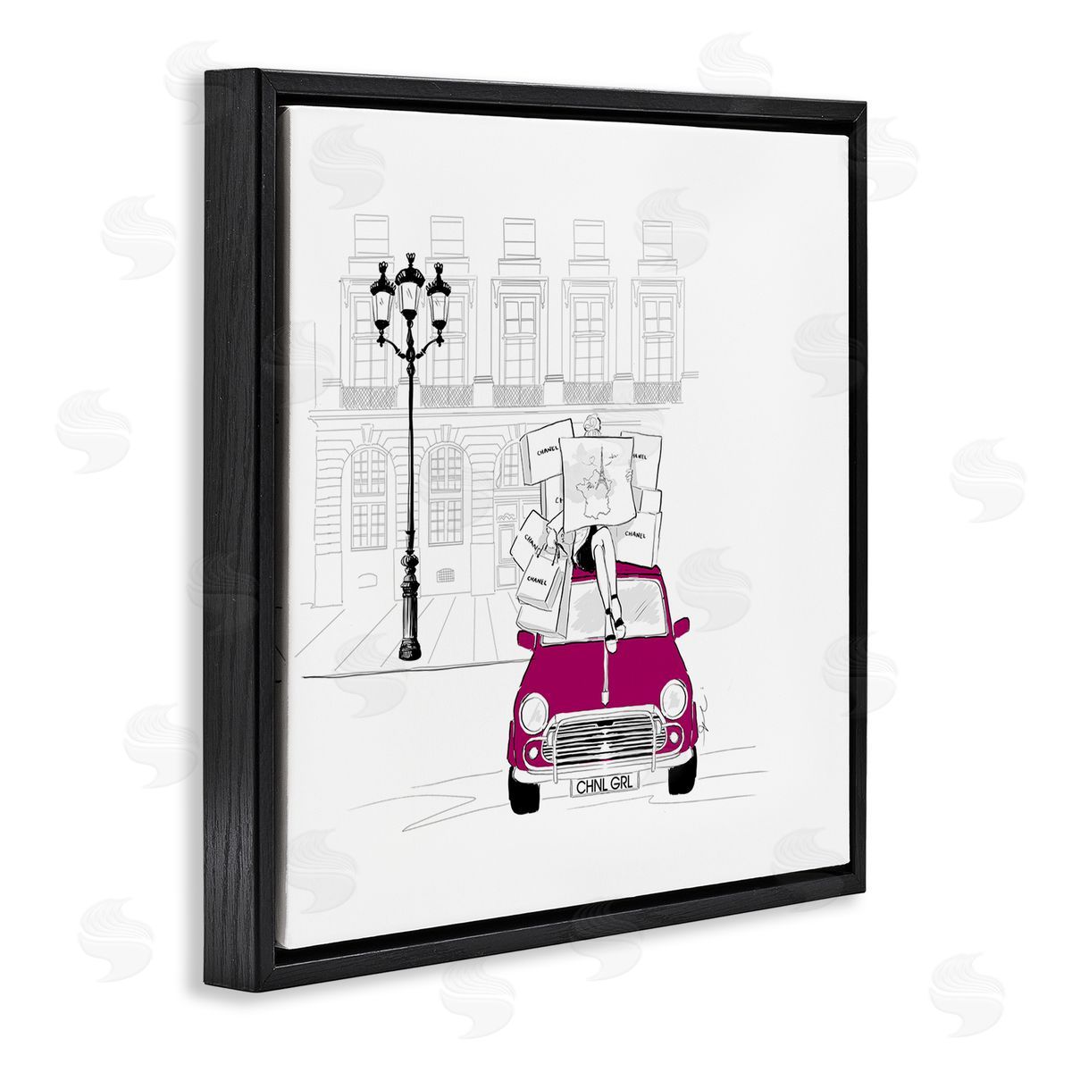 Alison Petrie Fashion Brand Shopping Town  Black Floating Frame Canvas Wall Art Print