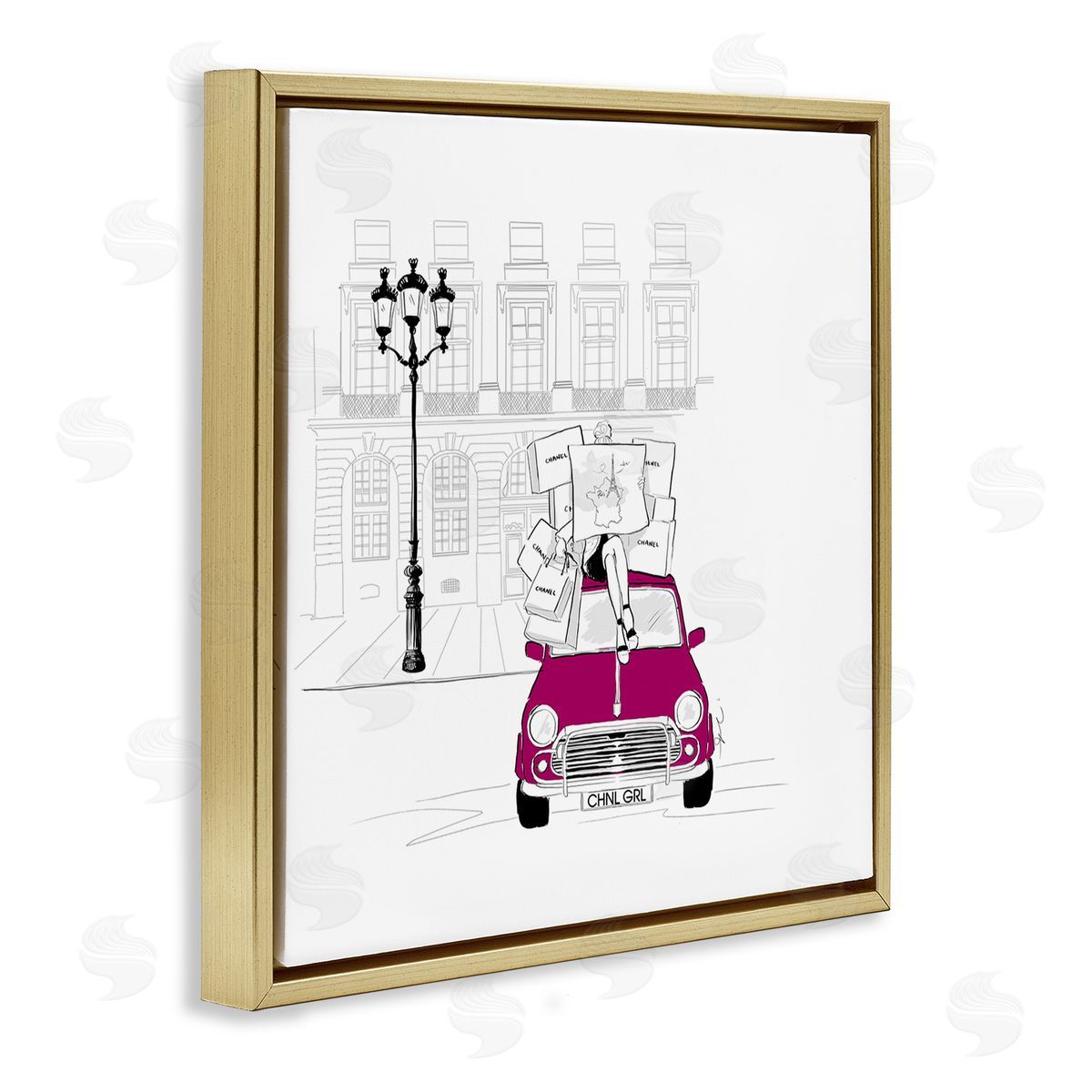 Alison Petrie Fashion Brand Shopping Town  Gold Floating Frame Canvas Wall Art Print
