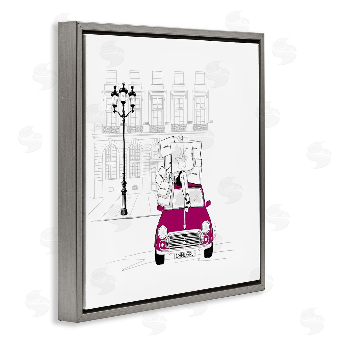 Alison Petrie Fashion Brand Shopping Town  Gray Floating Frame Canvas Wall Art Print