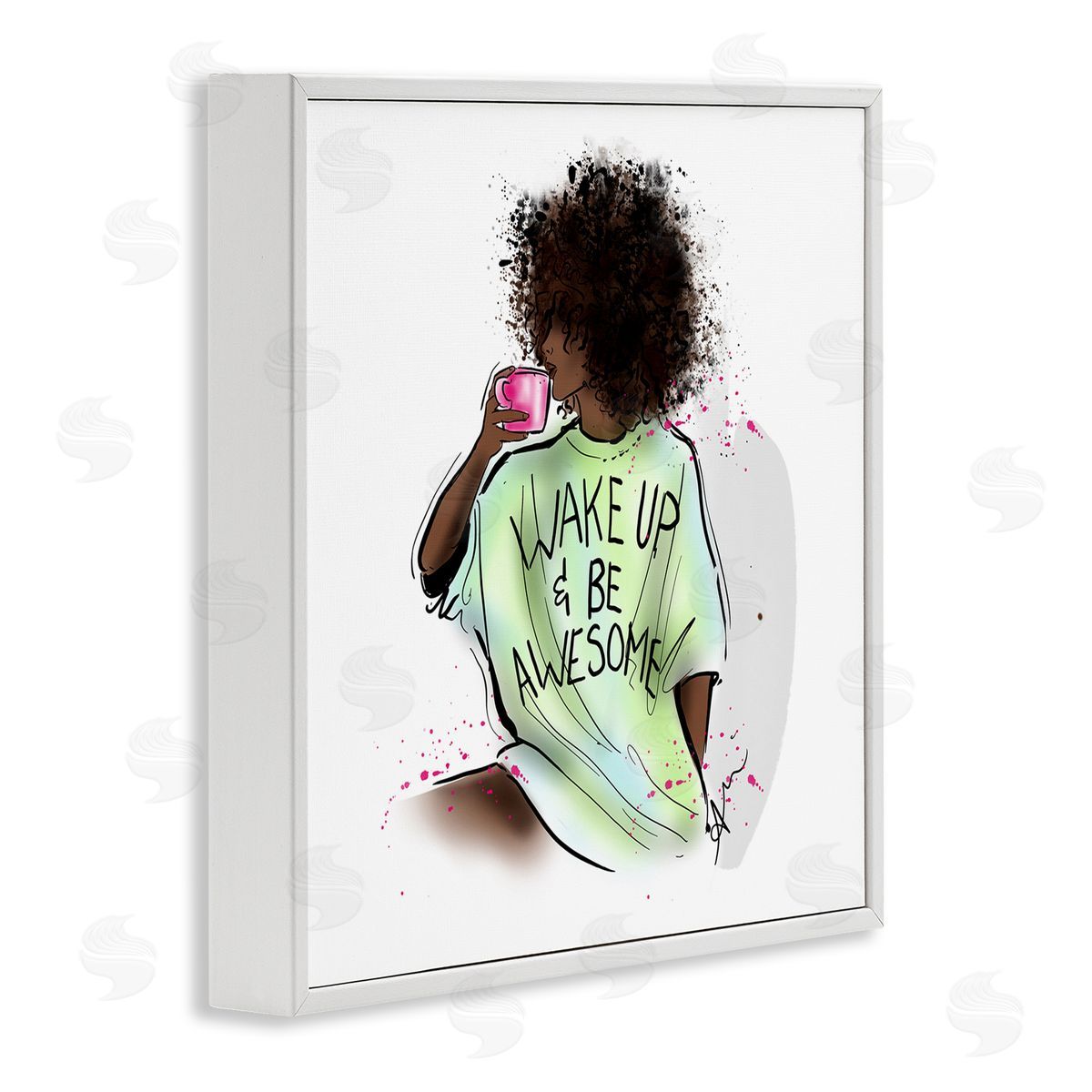 Alison Petrie Wake Up Be Awesome Phrase White Framed Glicee Wall Art Print