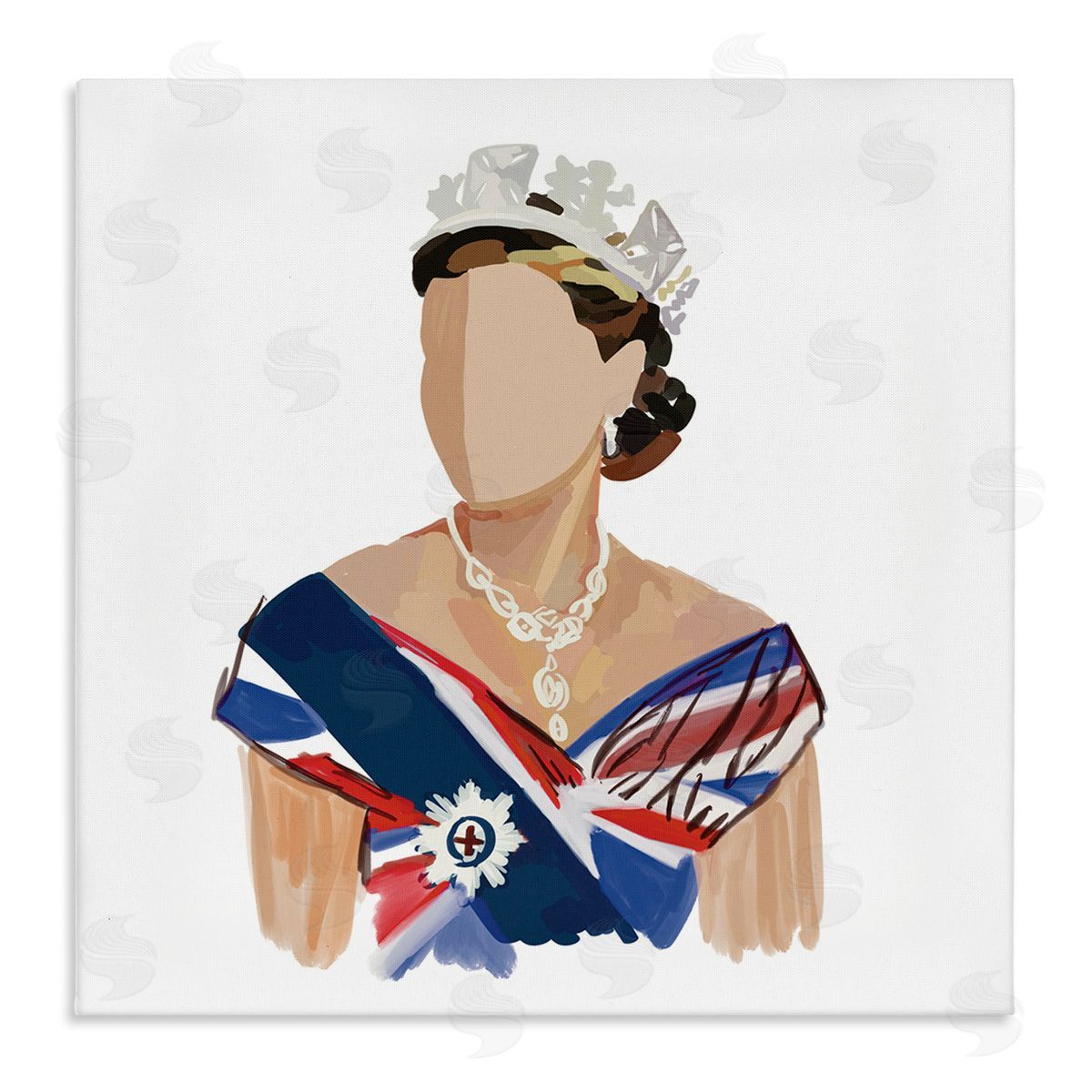 Amelia Noyes Modern Royal Portrait  Stretched Canvas Wall Art Print