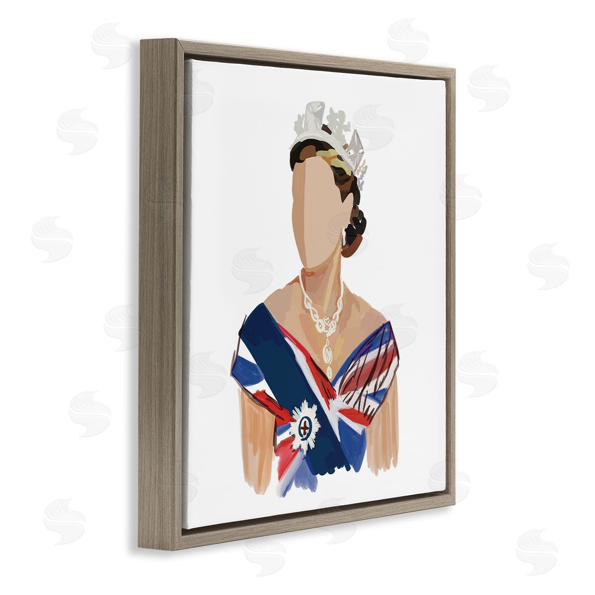 Amelia Noyes Modern Royal Portrait  Brown Floating Frame Canvas Wall Art Print
