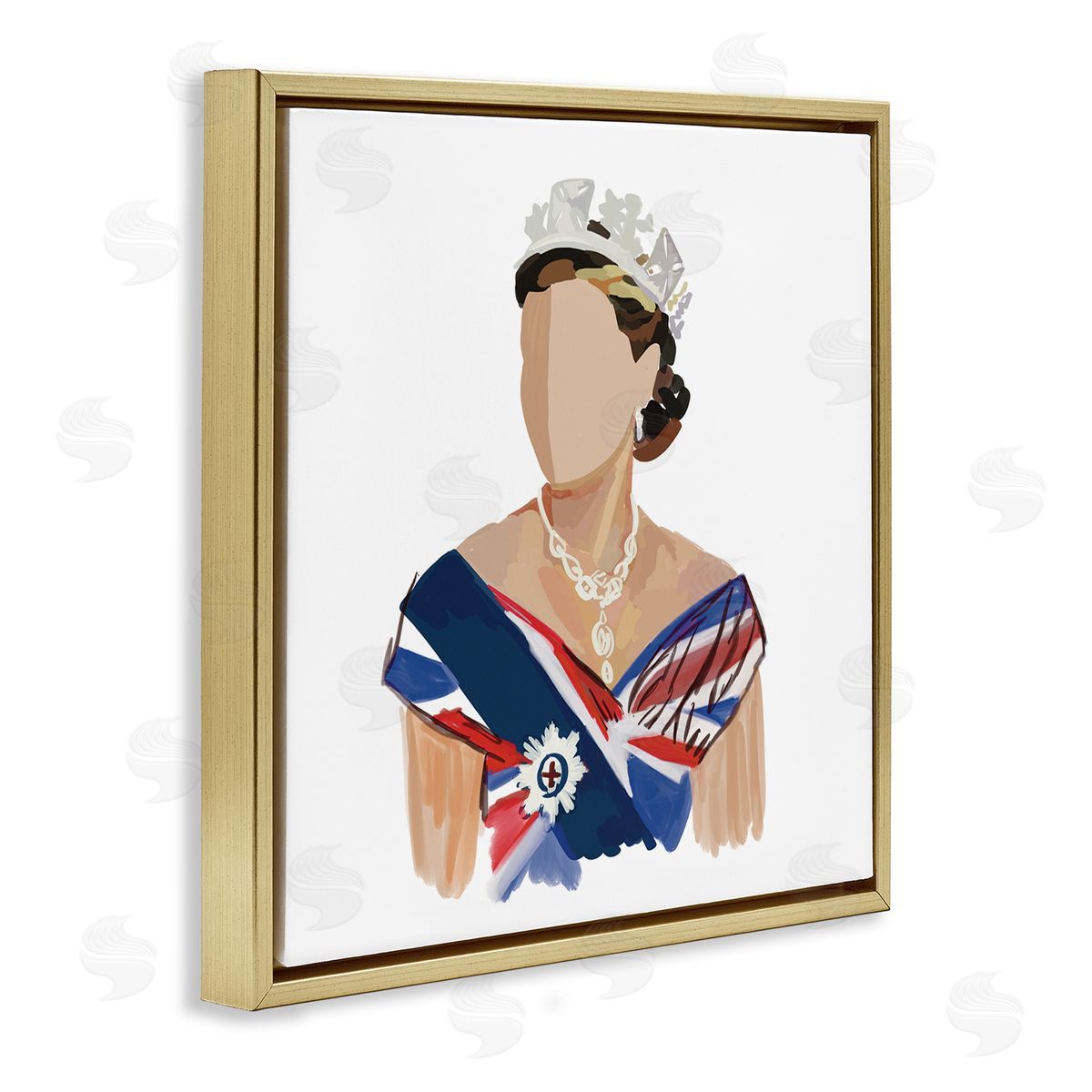 Amelia Noyes Modern Royal Portrait  Gold Floating Frame Canvas Wall Art Print