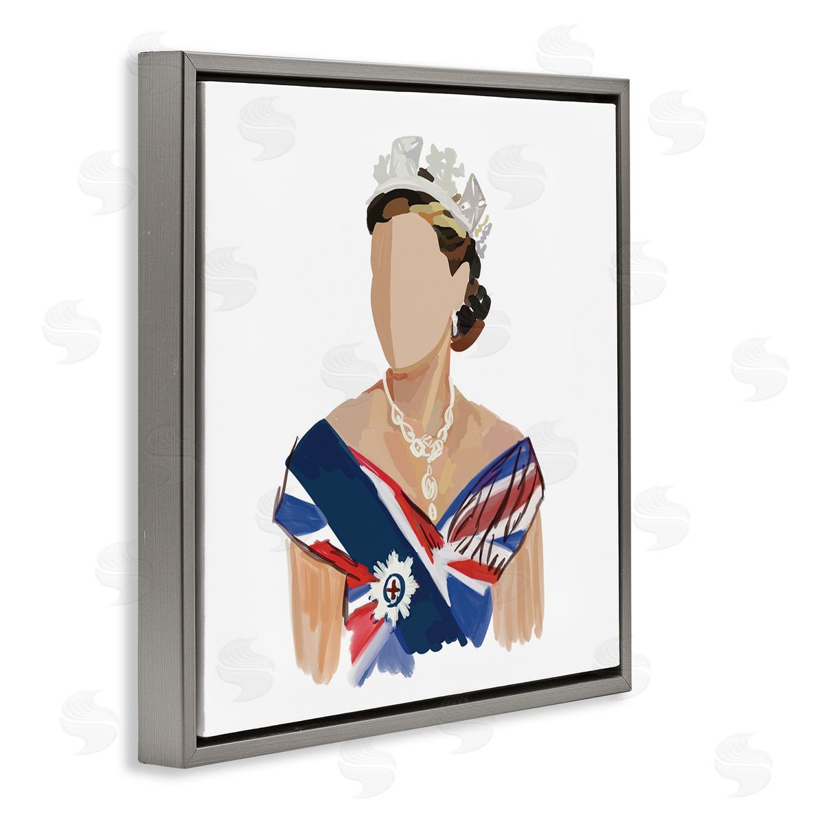 Amelia Noyes Modern Royal Portrait  Gray Floating Frame Canvas Wall Art Print