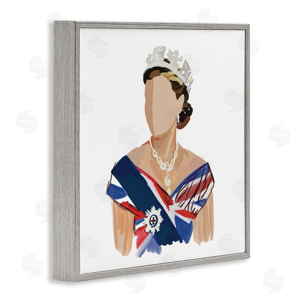 Amelia Noyes Modern Royal Portrait  Gray Framed Glicee Wall Art Print
