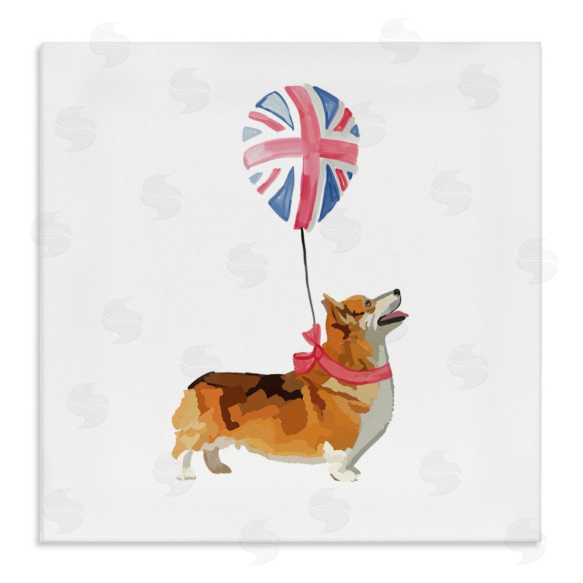 Amelia Noyes UK Royal Corgi Dog Balloon Stretched Canvas Wall Art Print