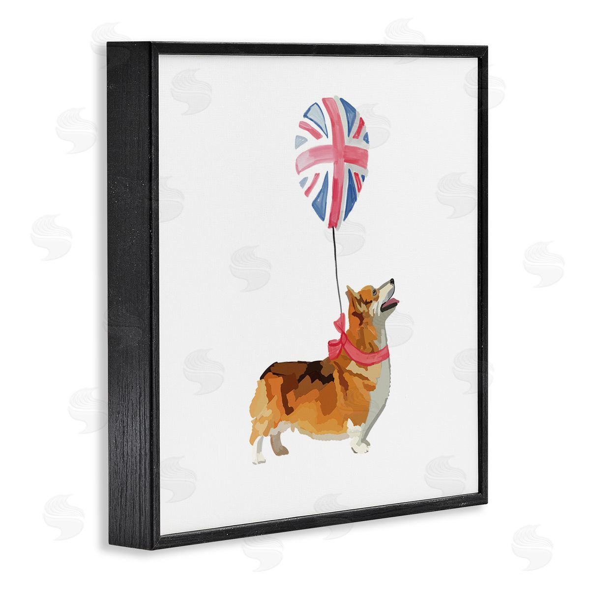 Amelia Noyes UK Royal Corgi Dog Balloon Black Framed Glicee Wall Art Print