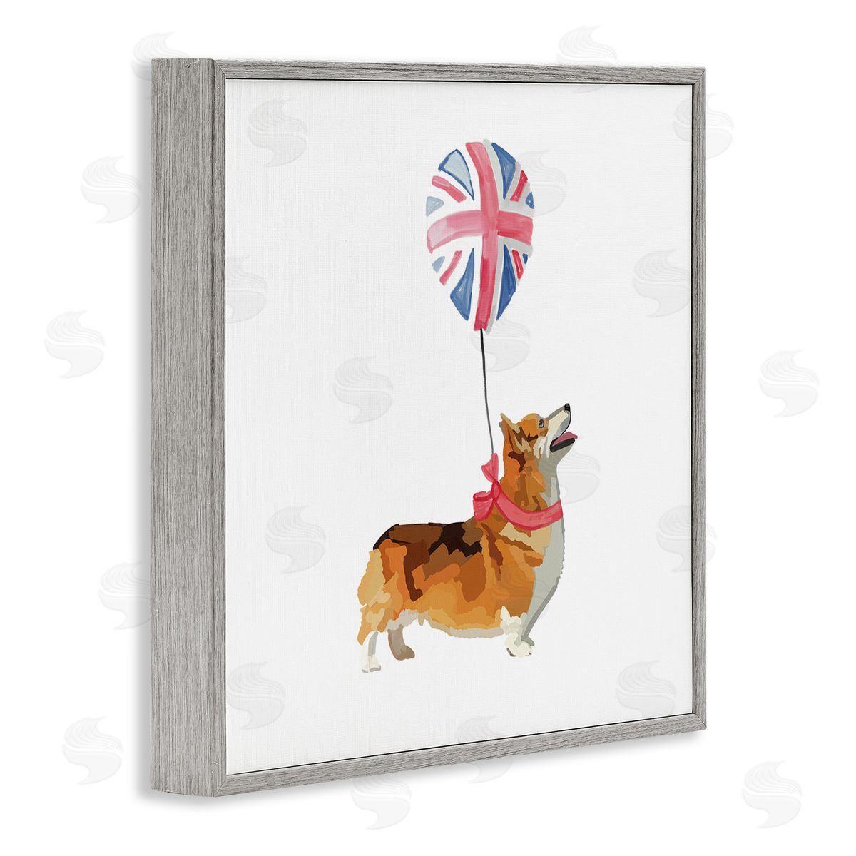 Amelia Noyes UK Royal Corgi Dog Balloon Gray Framed Glicee Wall Art Print