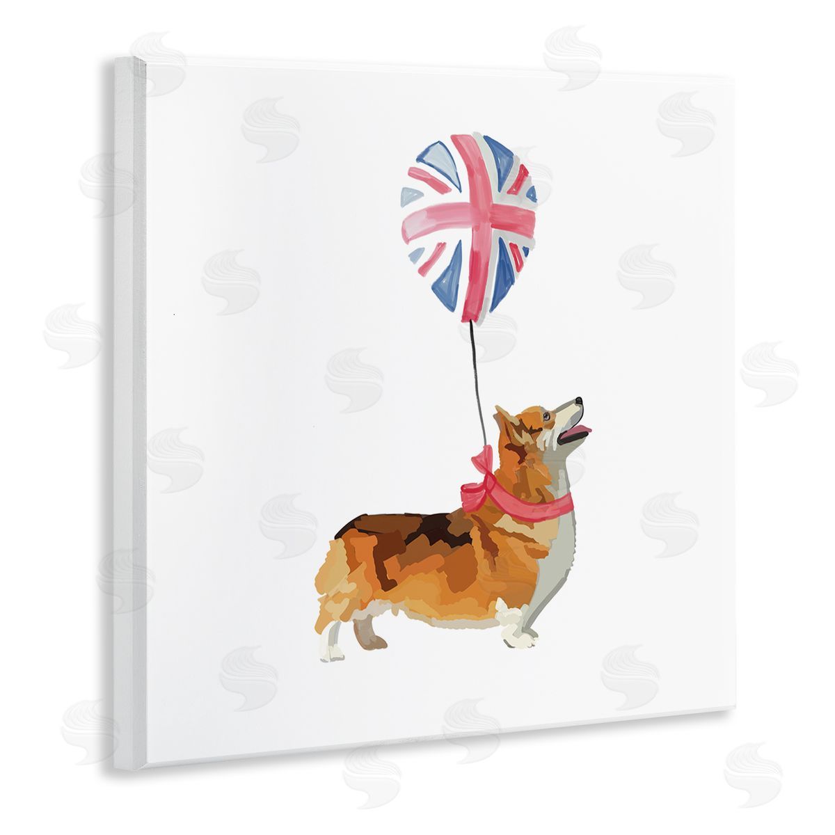 Amelia Noyes UK Royal Corgi Dog Balloon Wooden Wall Plaque Art Print
