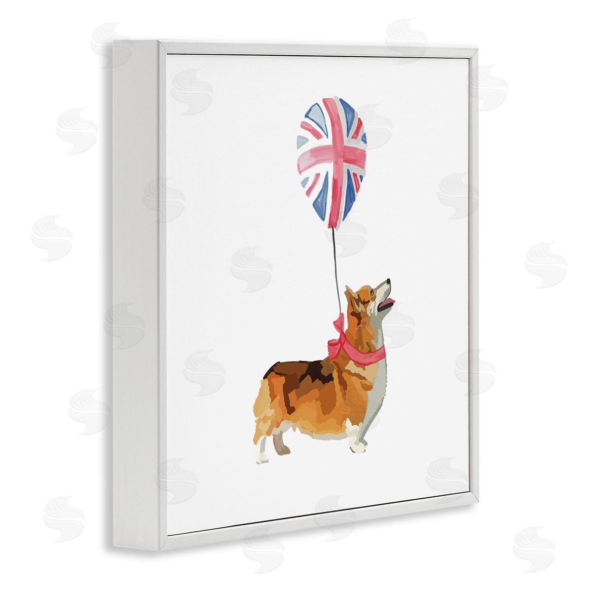 Amelia Noyes UK Royal Corgi Dog Balloon White Framed Glicee Wall Art Print