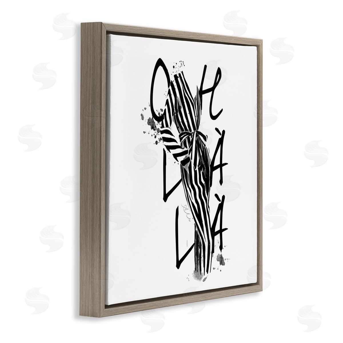 Alison Petrie Modern Glam Ooh La La  Brown Floating Frame Canvas Wall Art Print