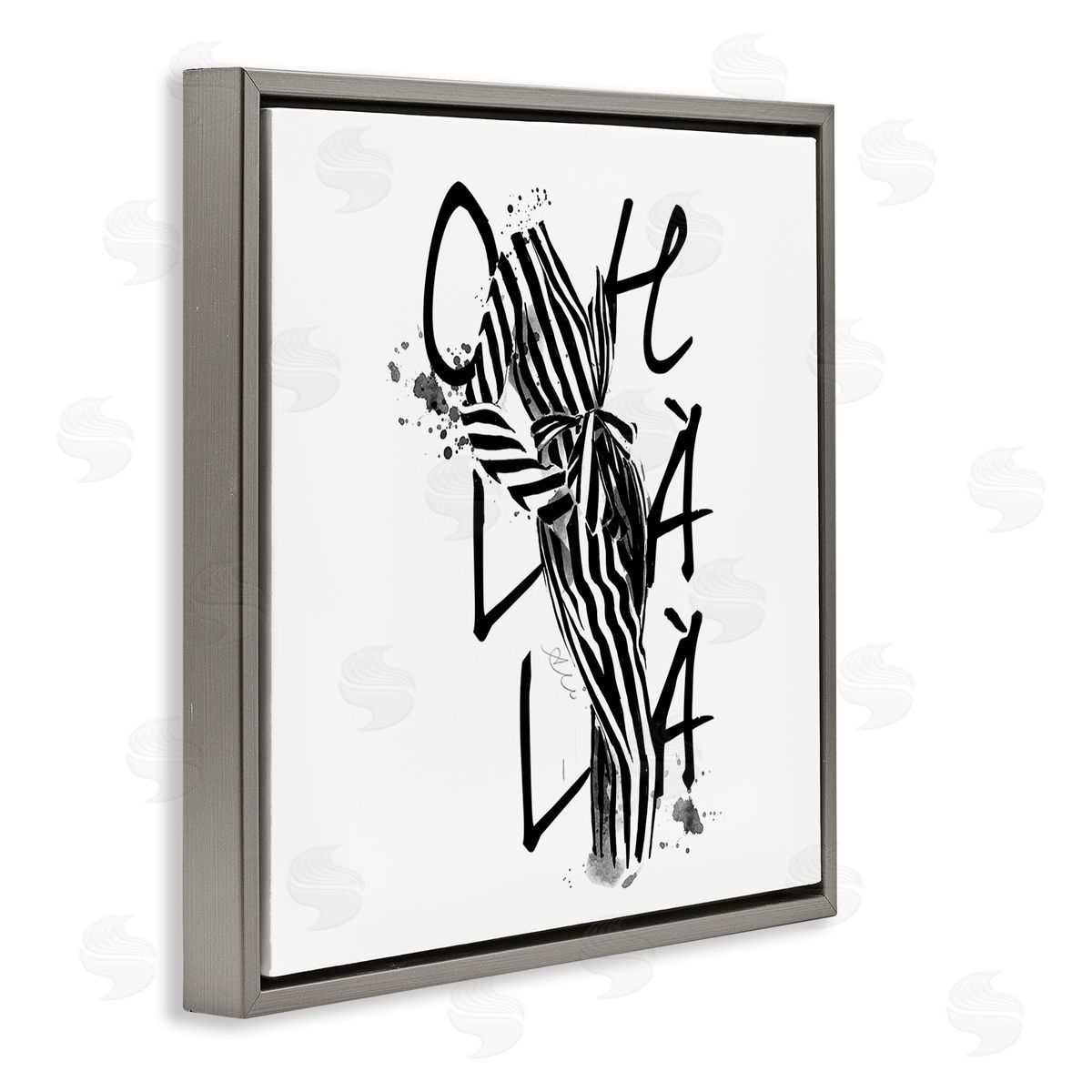 Alison Petrie Modern Glam Ooh La La  Gray Floating Frame Canvas Wall Art Print