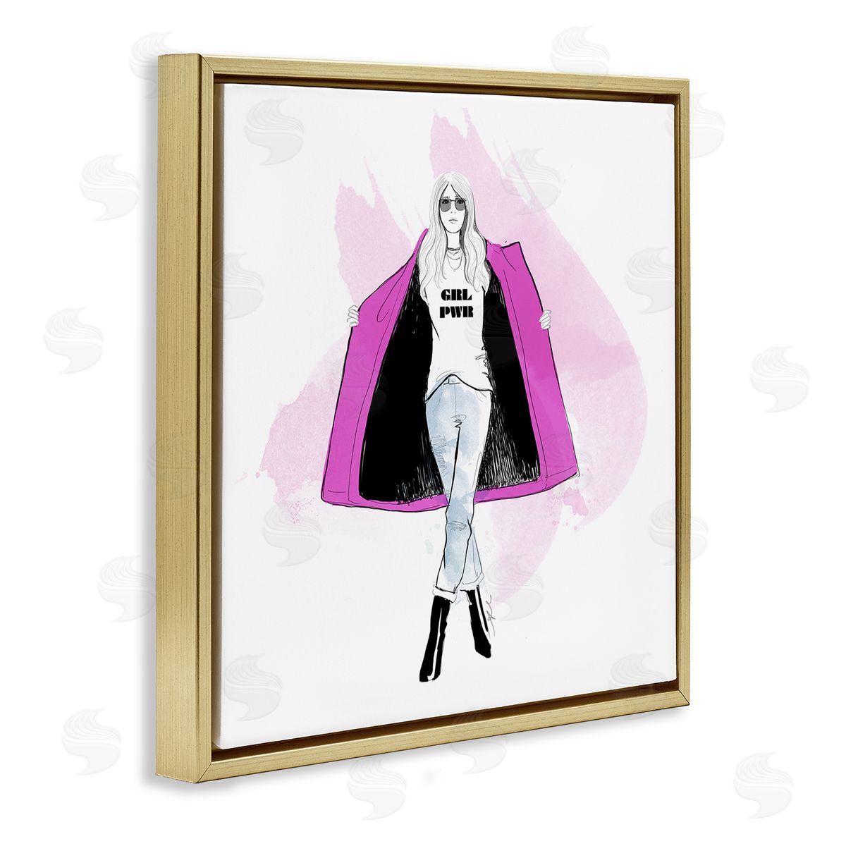 Alison Petrie Girl Power Fashion Portrait  Gold Floating Frame Canvas Wall Art Print