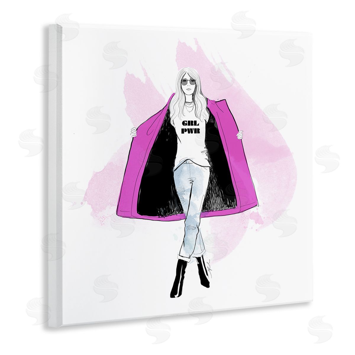 Alison Petrie Girl Power Fashion Portrait  Wooden Wall Plaque Art Print
