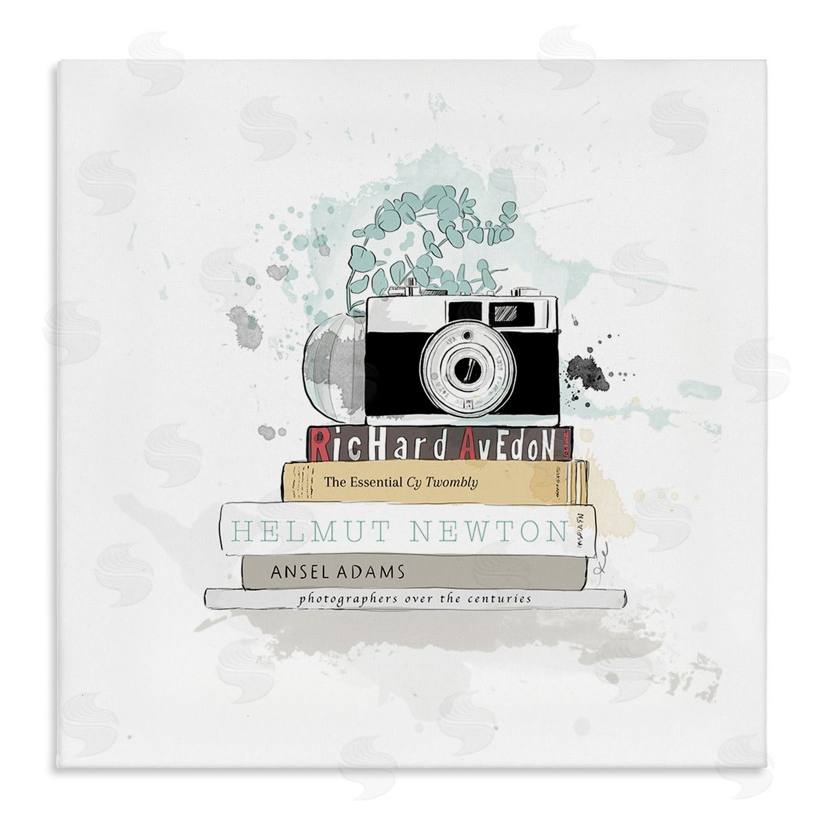 Alison Petrie Photographer Books Stacked Camera Stretched Canvas Wall Art Print