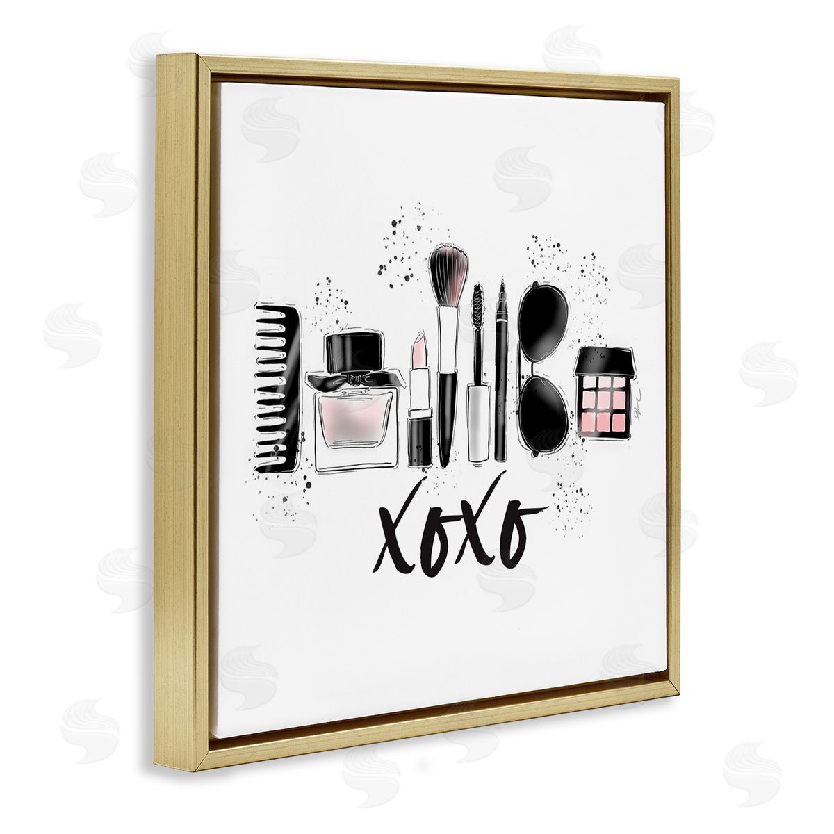 Alison Petrie Xoxo Various Glam Makeup  Gold Floating Frame Canvas Wall Art Print