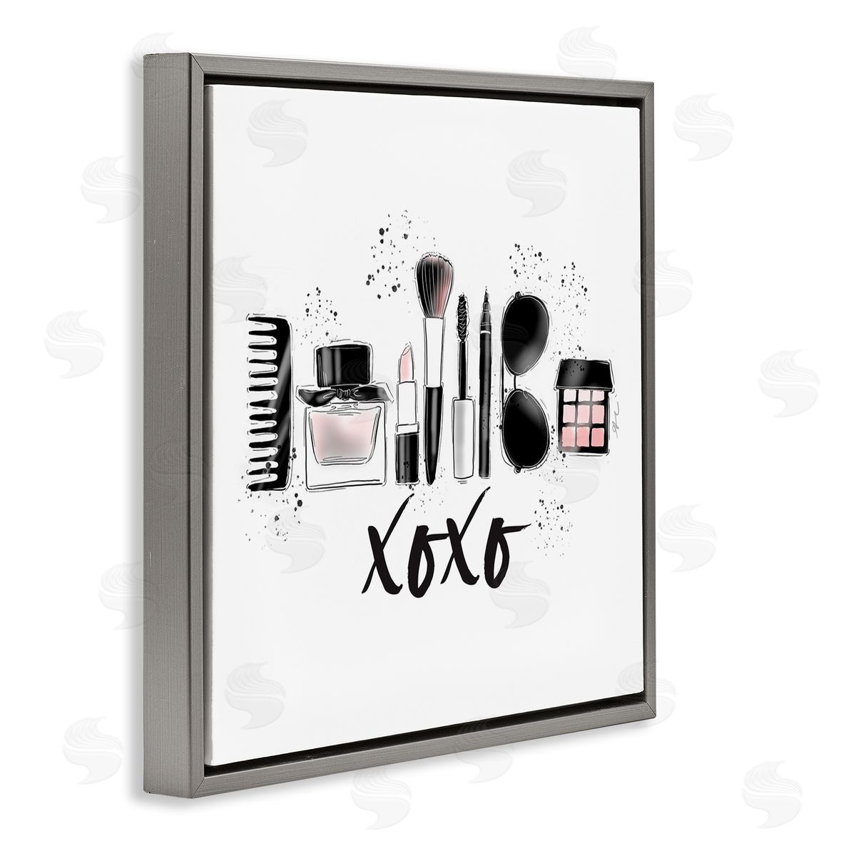 Alison Petrie Xoxo Various Glam Makeup  Gray Floating Frame Canvas Wall Art Print