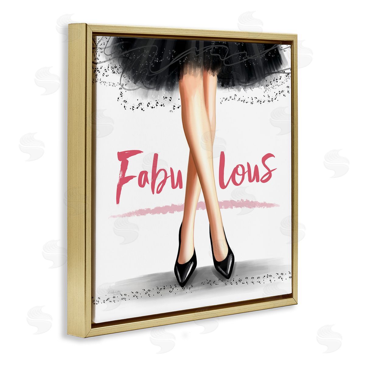 Elizabeth Tyndall Fabulous Stylish Glam Dress Gold Floating Frame Canvas Wall Art Print