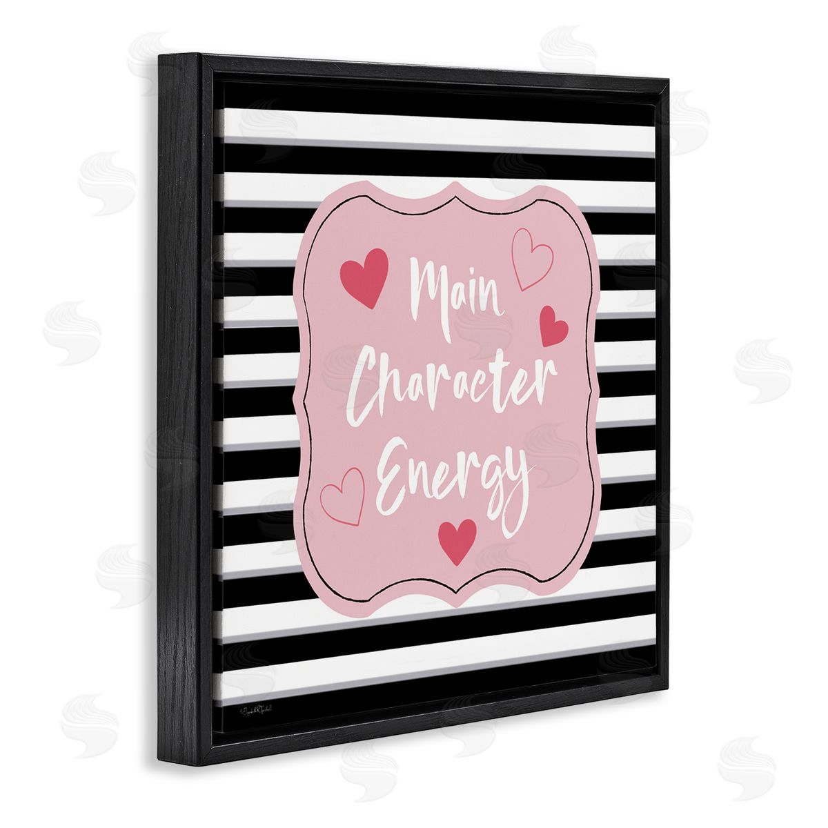 Elizabeth Tyndall Main Character Energy Patterned Black Floating Frame Canvas Wall Art Print