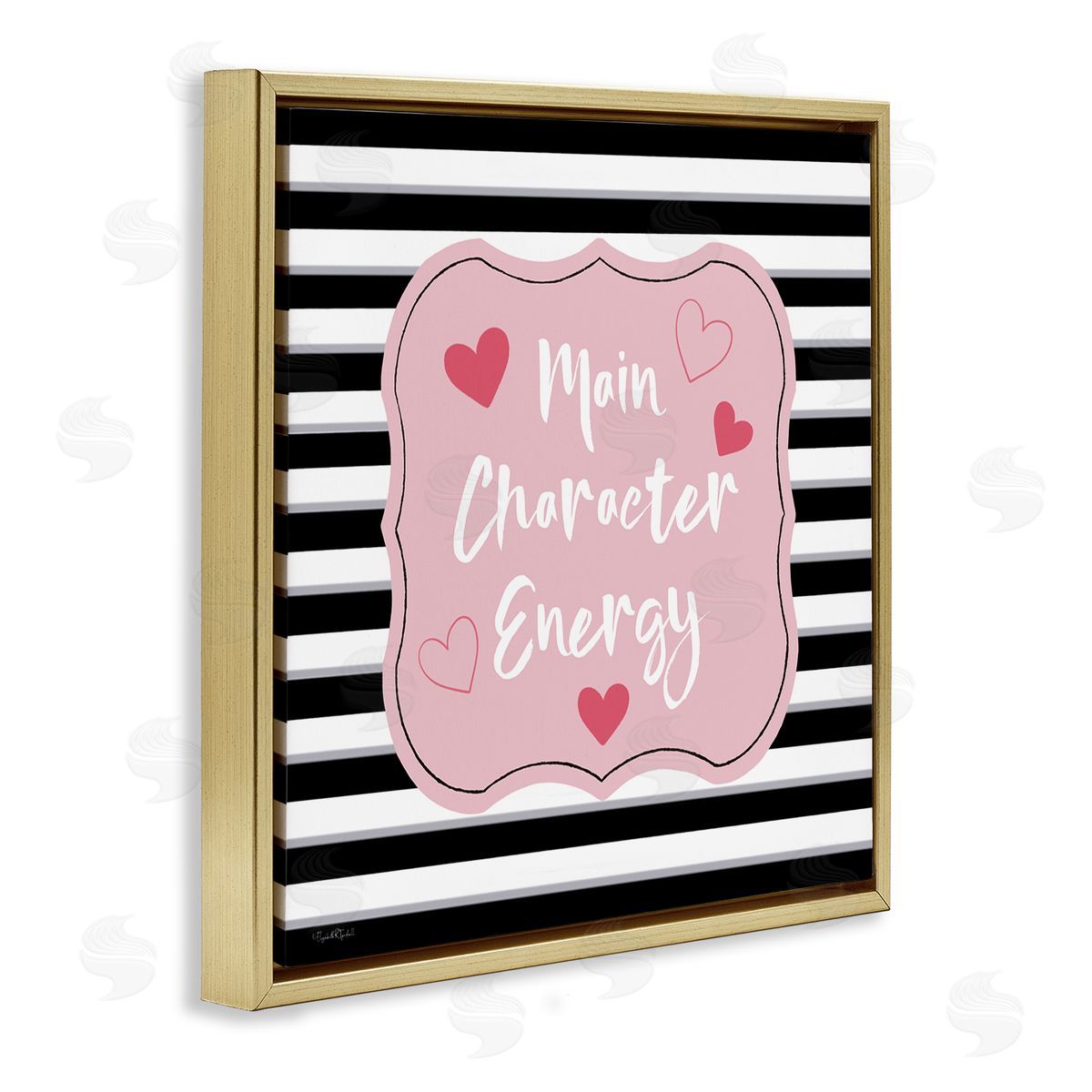 Elizabeth Tyndall Main Character Energy Patterned Gold Floating Frame Canvas Wall Art Print