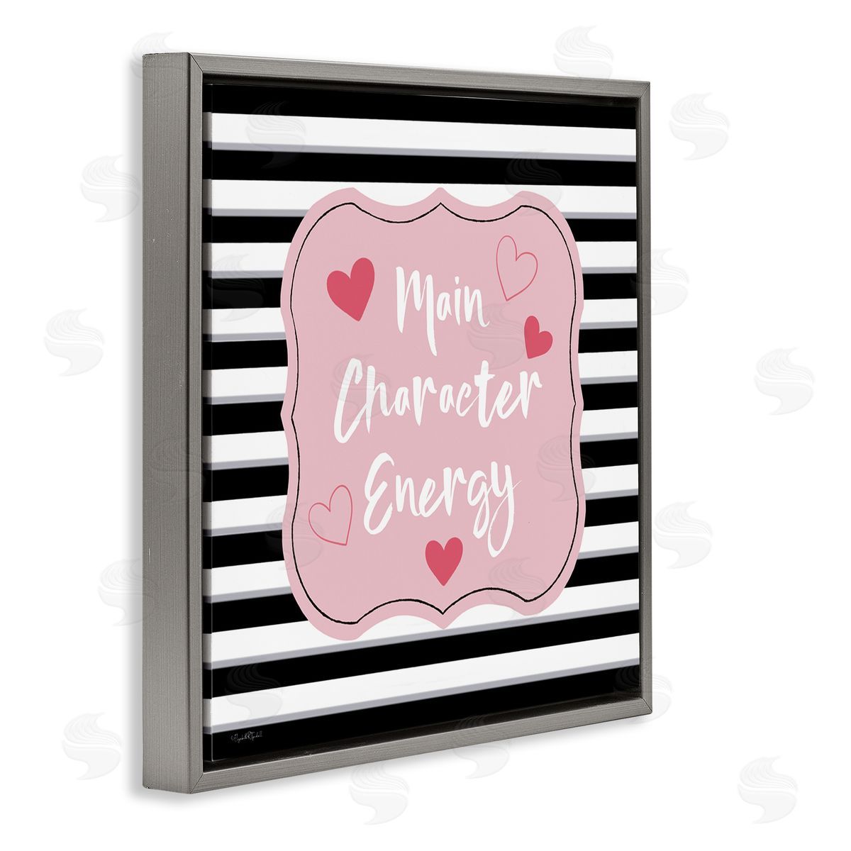 Elizabeth Tyndall Main Character Energy Patterned Gray Floating Frame Canvas Wall Art Print