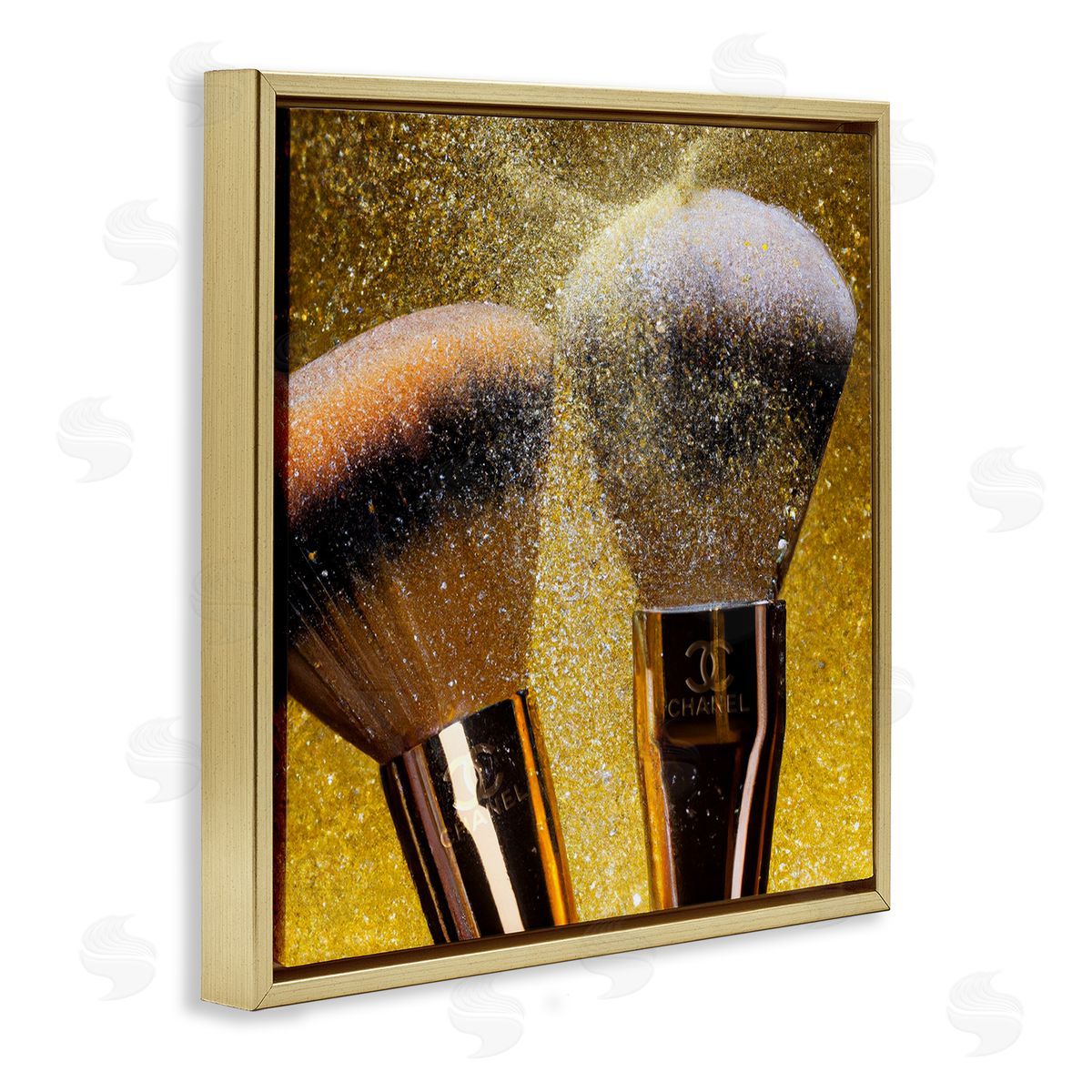 Ziwei Li Makeup Brush Glam Glimmer Gold Floating Frame Canvas Wall Art Print