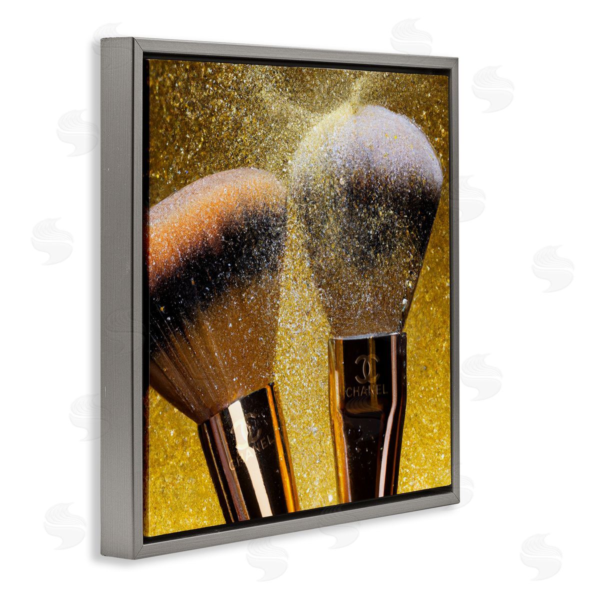 Ziwei Li Makeup Brush Glam Glimmer Gray Floating Frame Canvas Wall Art Print